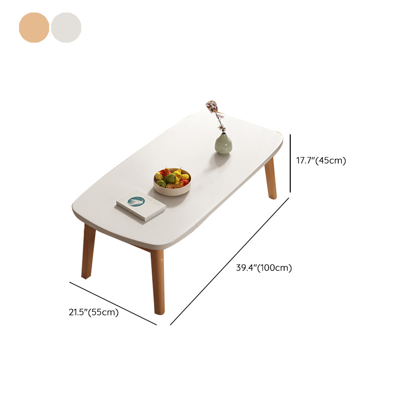 Modern Solid Wood Rectangular Coffee Table 4 Legs Folding Cocktail Table