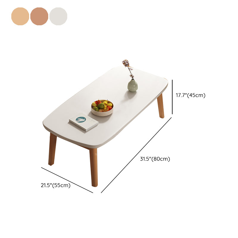 Modern Solid Wood Rectangular Coffee Table 4 Legs Folding Cocktail Table