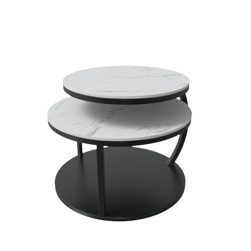 Glam Slate Coffee Table No Distressing Round Cocktail Table for Bedroom