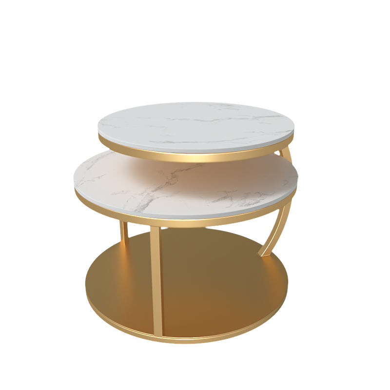Glam Slate Coffee Table No Distressing Round Cocktail Table for Bedroom