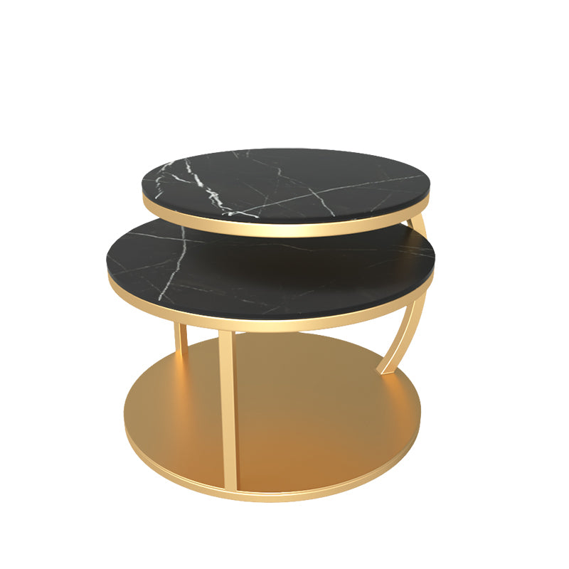 Glam Slate Coffee Table No Distressing Round Cocktail Table for Bedroom