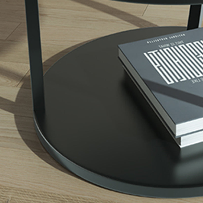 Glam Slate Coffee Table No Distressing Round Cocktail Table for Bedroom