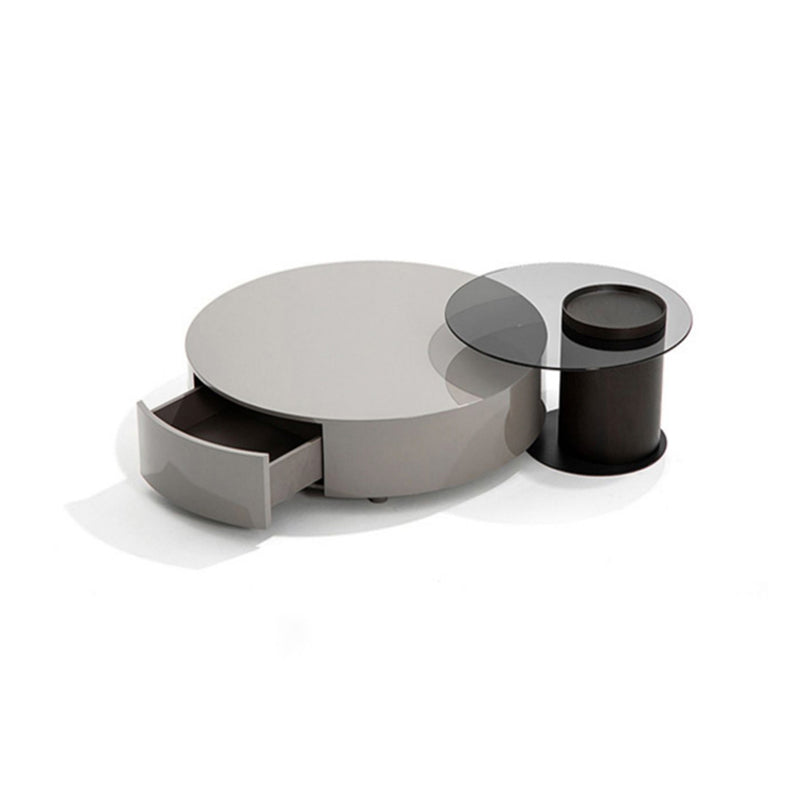 Modern Coffee Table Round Nesting Coffee Table with Storage Drawers