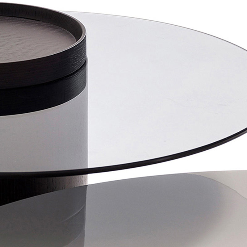 Modern Coffee Table Round Nesting Coffee Table with Storage Drawers