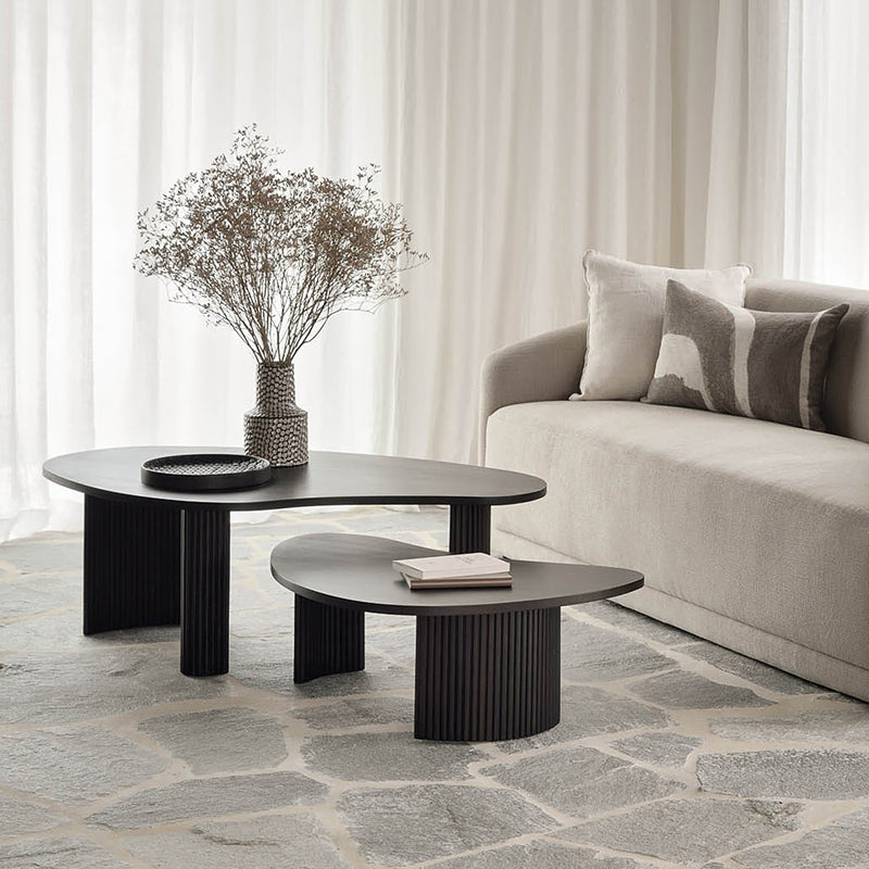 Solid Wood Coffee Table Black 3 Legs Coffee Table for Living Room