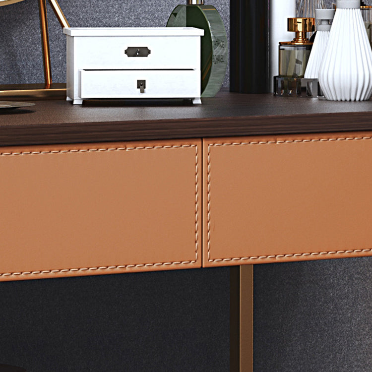 Glam 5-drawer Wooden Vanity Table 17.72" H Dressing Table with Gold Base