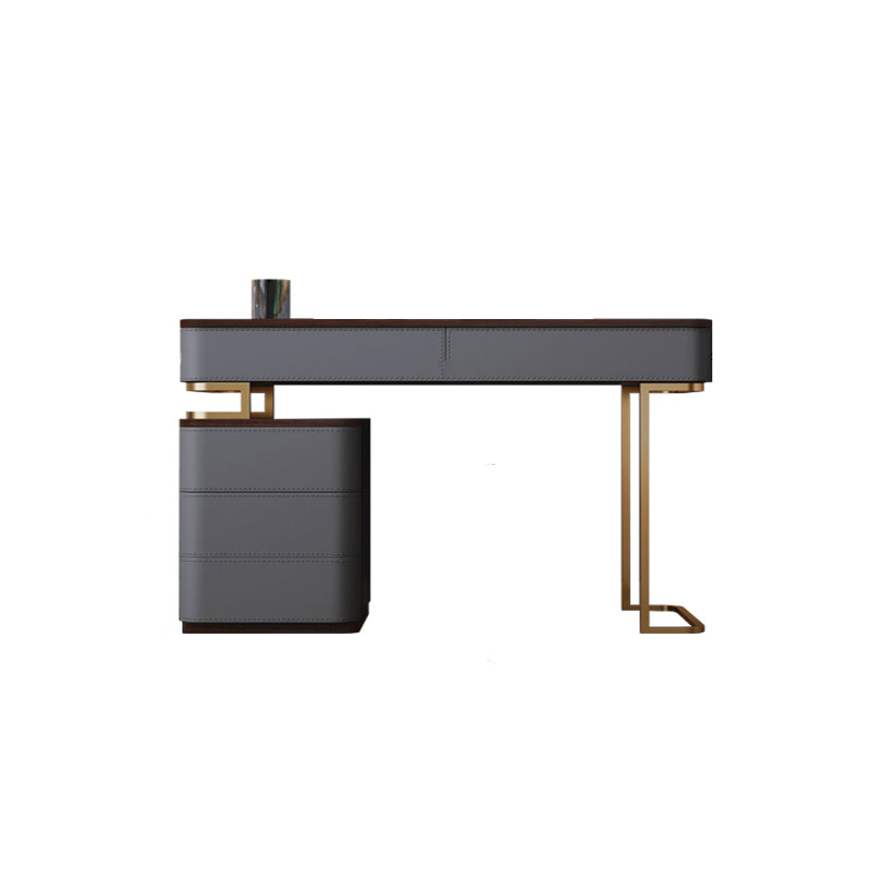 Glam 5-drawer Wooden Vanity Table 17.72" H Dressing Table with Gold Base