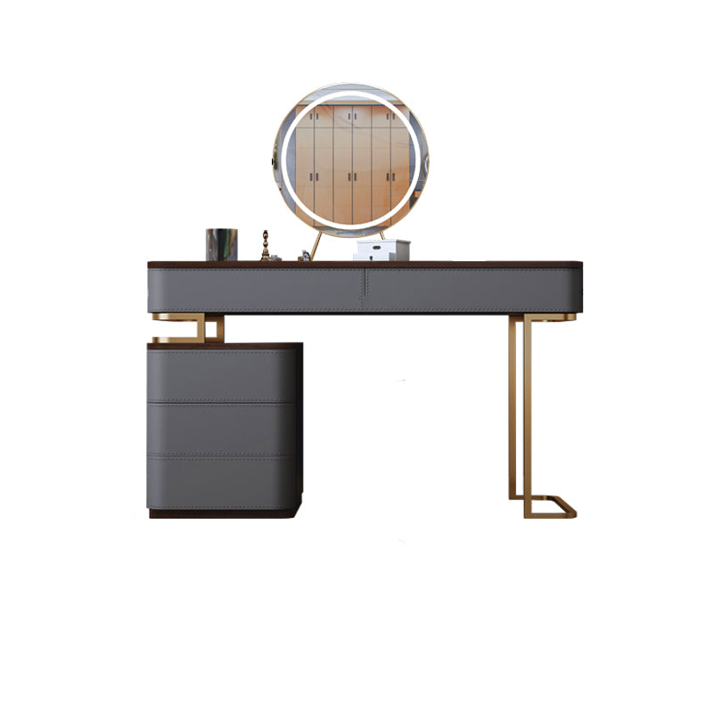 Glam 5-drawer Wooden Vanity Table 17.72" H Dressing Table with Gold Base