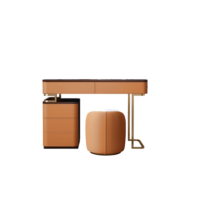 Glam 5-drawer Wooden Vanity Table 17.72" H Dressing Table with Gold Base