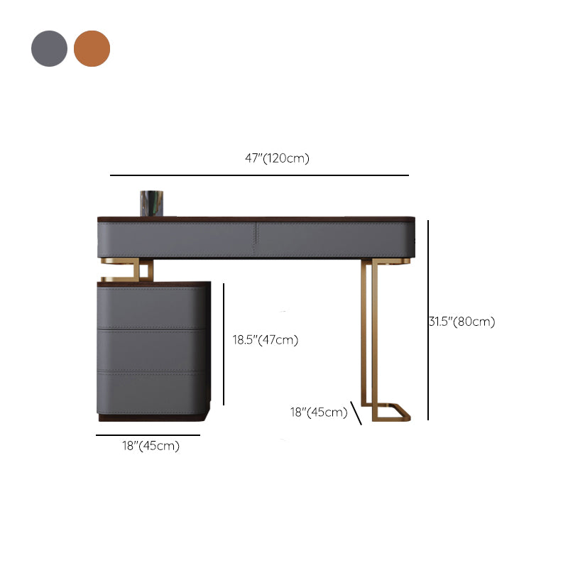 Glam 5-drawer Wooden Vanity Table 17.72" H Dressing Table with Gold Base