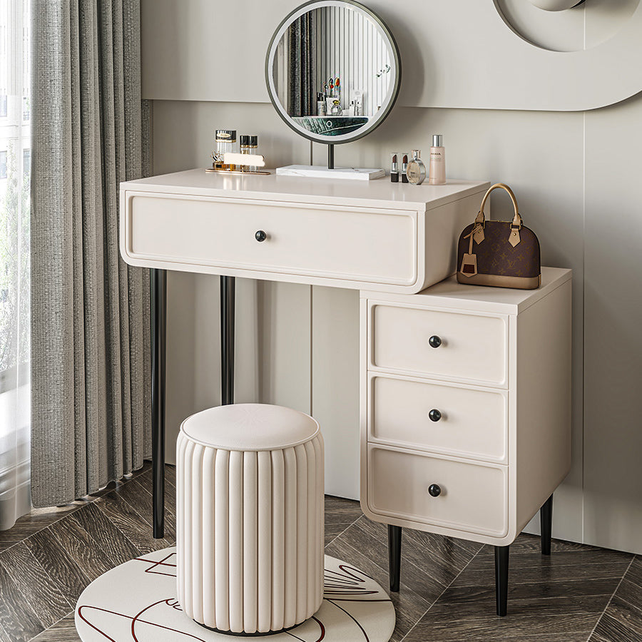 Contemporary White Solid Wood Table Makeup Vanity with Drawers