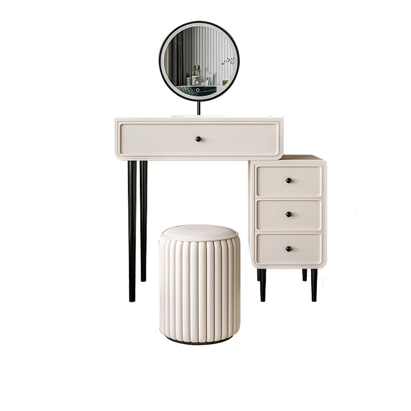 Contemporary White Solid Wood Table Makeup Vanity with Drawers