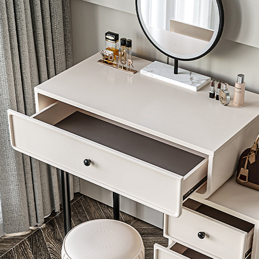 Contemporary White Solid Wood Table Makeup Vanity with Drawers