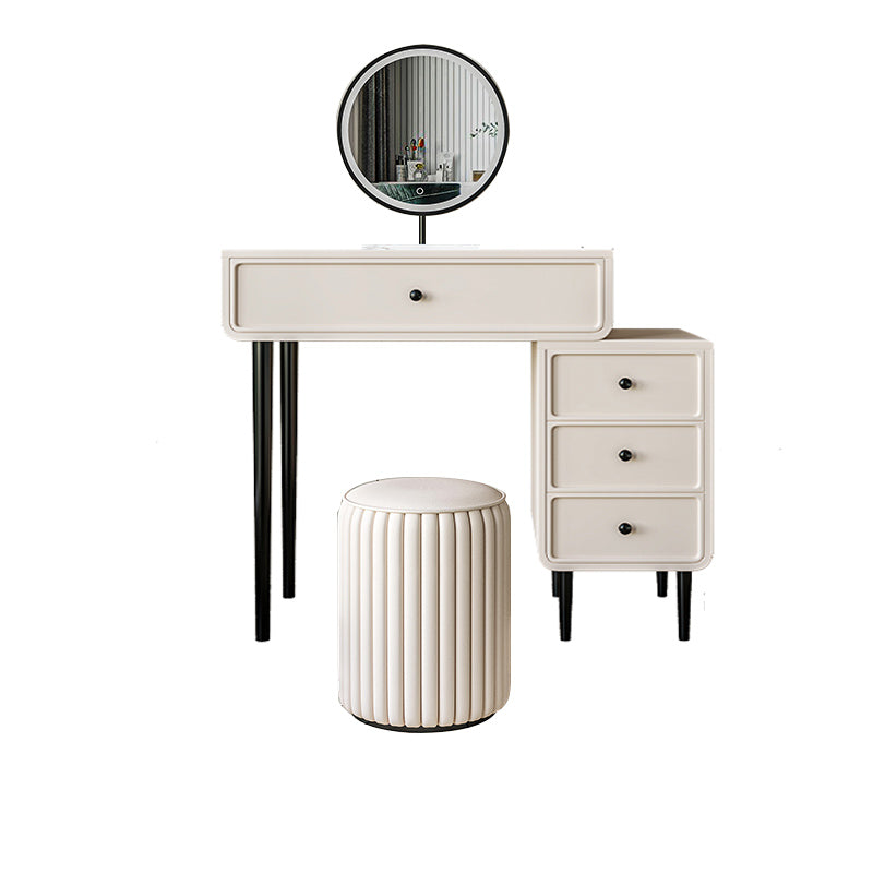 Contemporary White Solid Wood Table Makeup Vanity with Drawers