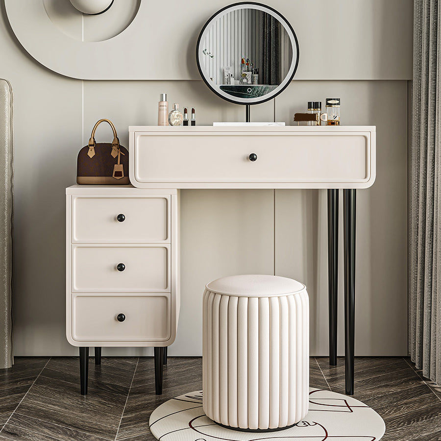 Contemporary White Solid Wood Table Makeup Vanity with Drawers