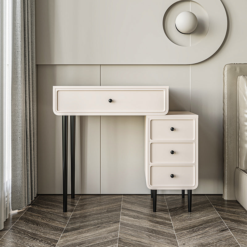 Contemporary White Solid Wood Table Makeup Vanity with Drawers
