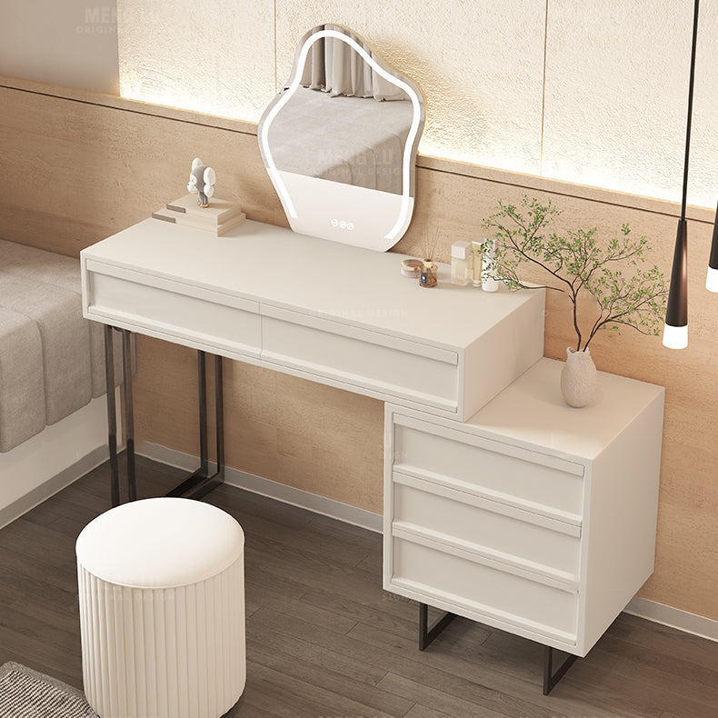 Contemporary Vanity Dressing Table in Beige with 2/5 Drawers