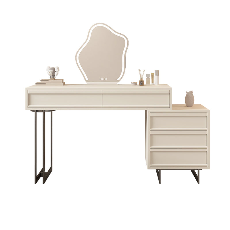 Contemporary Vanity Dressing Table in Beige with 2/5 Drawers
