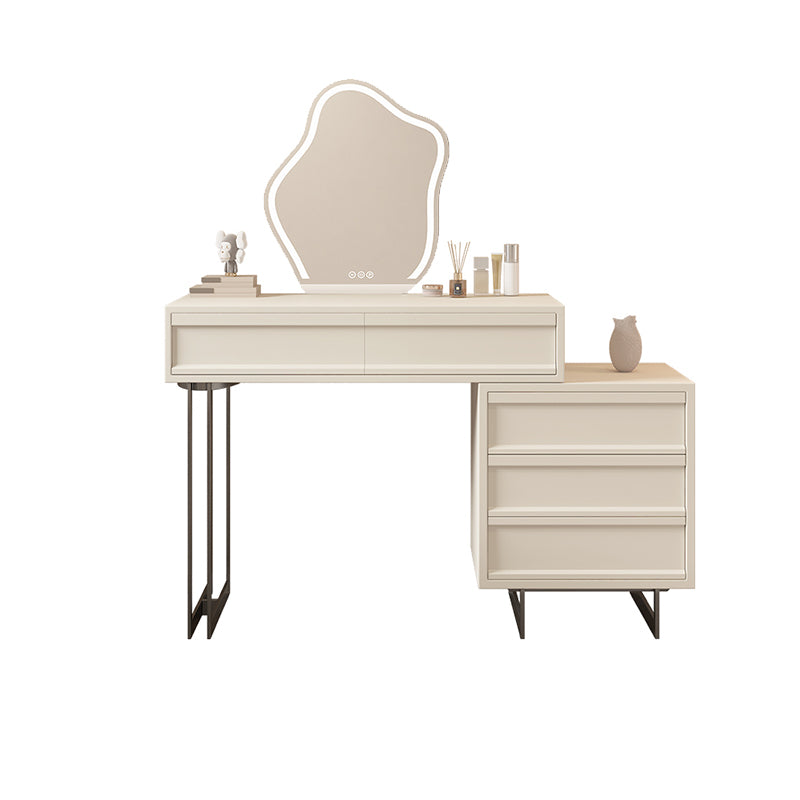 Contemporary Vanity Dressing Table in Beige with 2/5 Drawers