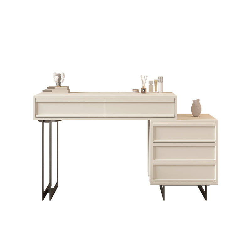 Contemporary Vanity Dressing Table in Beige with 2/5 Drawers