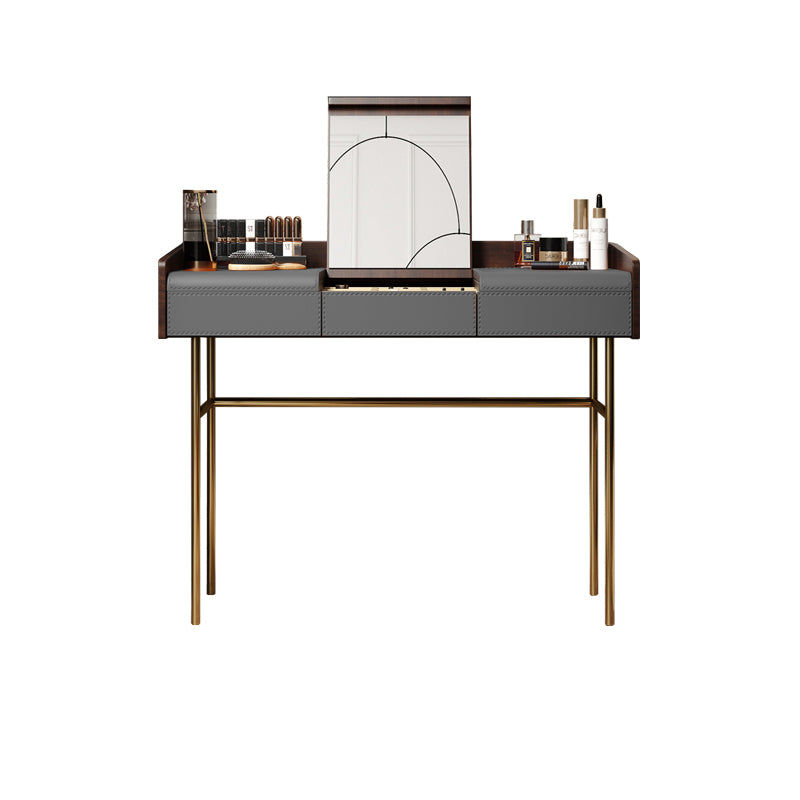 Glam Vanity Set Flip-Top Leather With Drawer Mirror Bedroom Make-up Vanity