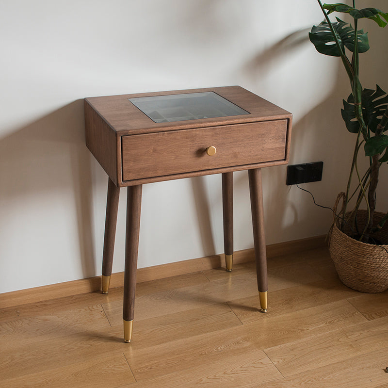 Contemporary Make-up Vanity with Drawers in Brown Rubberwood