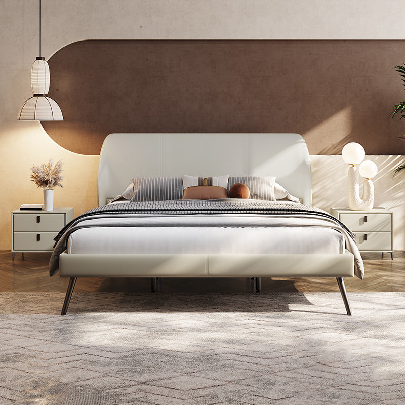 Pine Wood and Beech Slat Bed Foam Panel Modern Standard Bed Upholstered Headboard