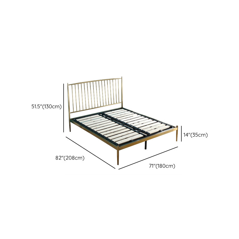 Gold Slat Bed Glam No Distressing Open-Frame Bed with Headboard