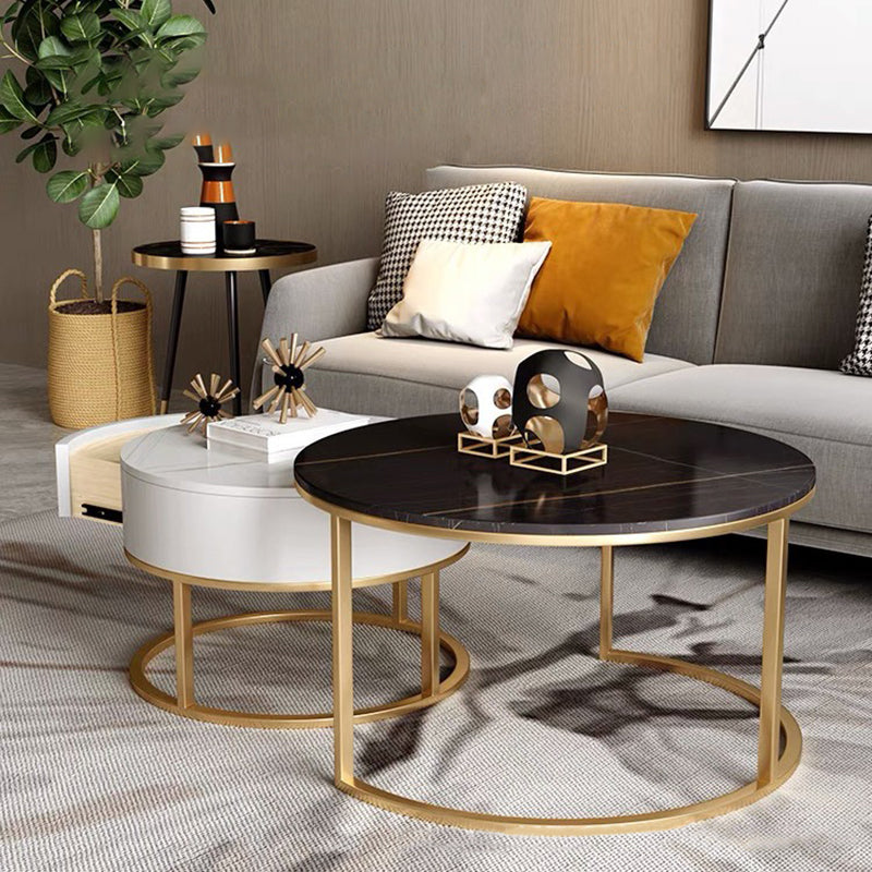 Glam Frame Side Table No Distressing Faux Marble End Table for Bedroom