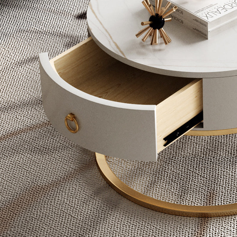 Glam Frame Side Table No Distressing Faux Marble End Table for Bedroom