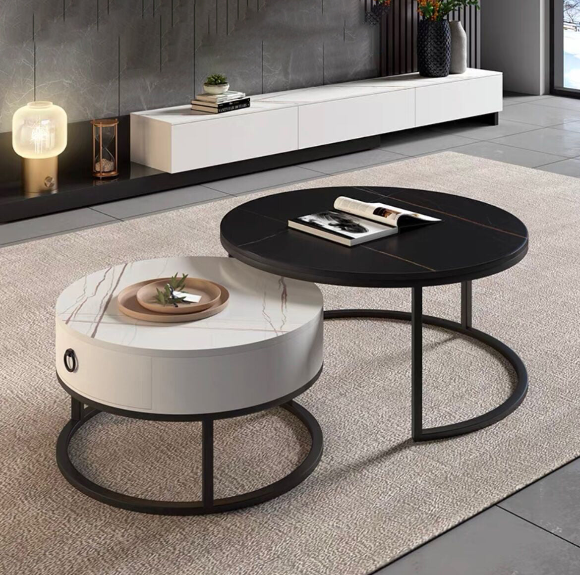 Glam Frame Side Table No Distressing Faux Marble End Table for Bedroom