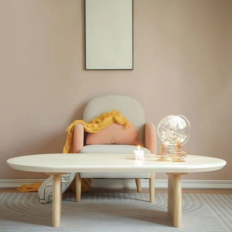 Solid Wood Oval Side Table Modern Living Room End Table with 2 Legs