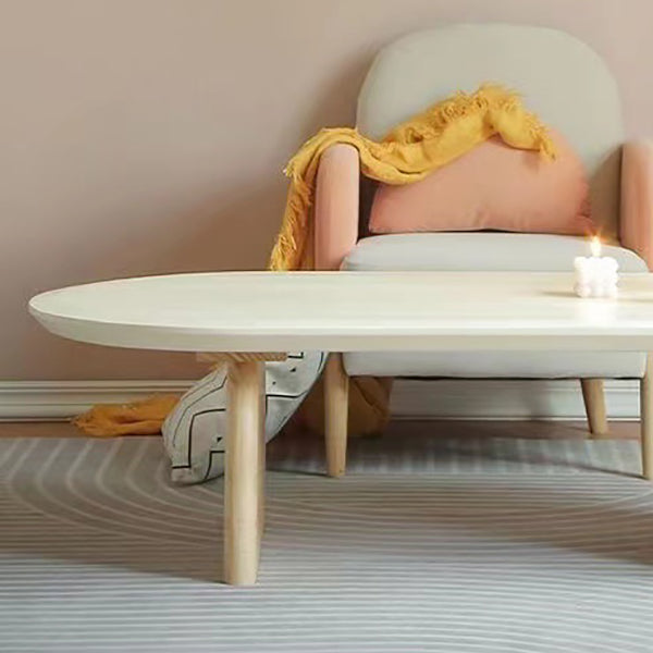 Solid Wood Oval Side Table Modern Living Room End Table with 2 Legs