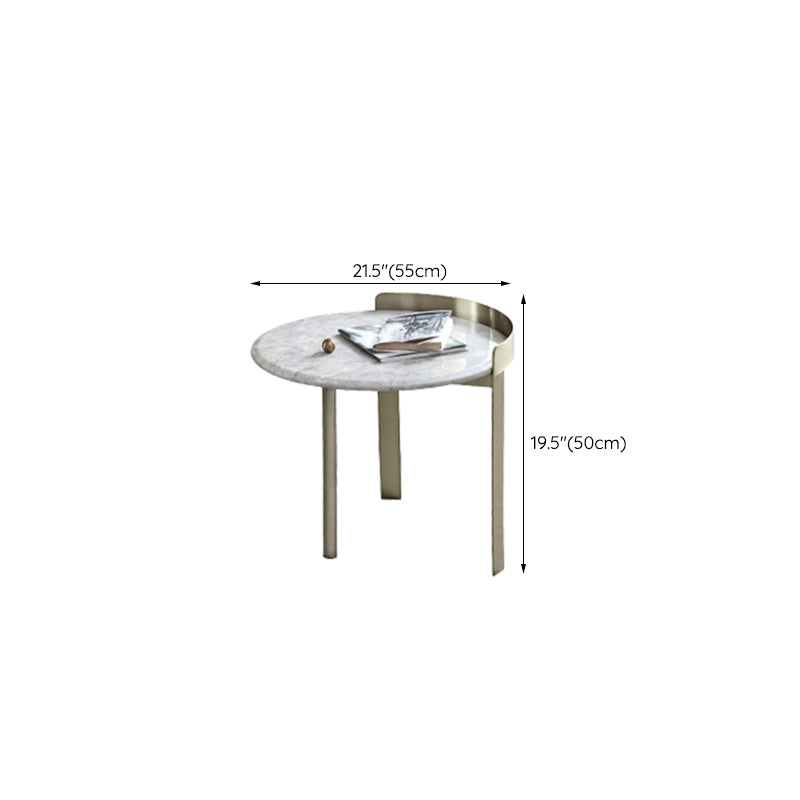 Glam Slate Coffee Table Round Beige Coffee Table Set with 3 Legs
