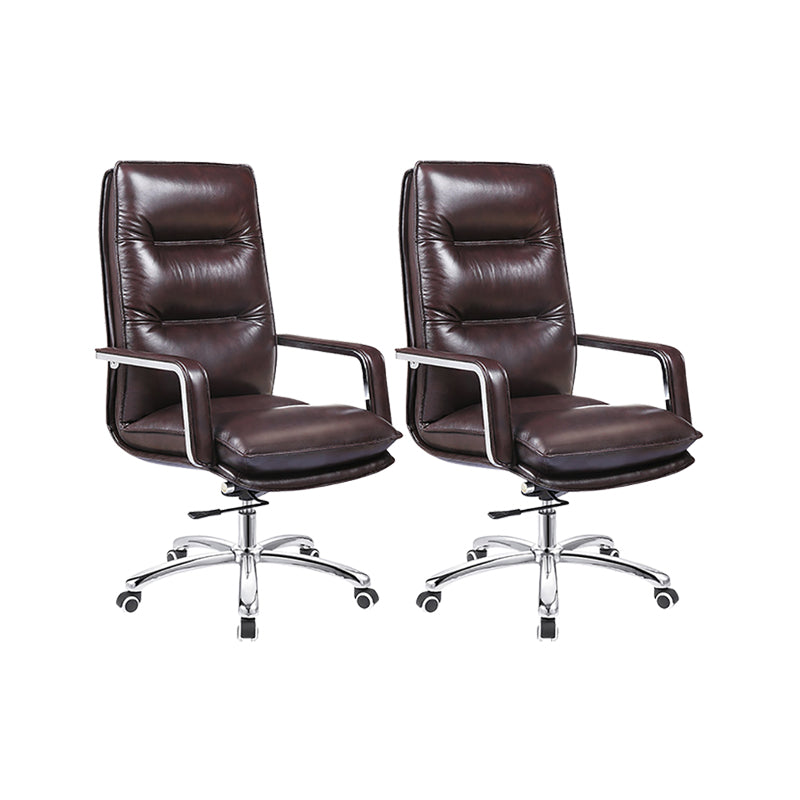 Modern Office Chair Adjustable Seat Height Padded Arms Faux Leather Desk Chair with Wheels