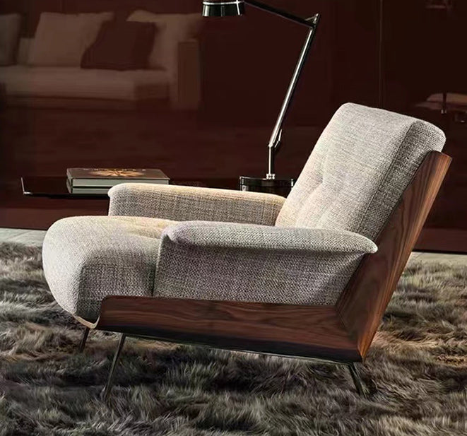 Industrial Lounge Chair Solid Color Cushion Back Basic Four Leg Reclining Accent Chair