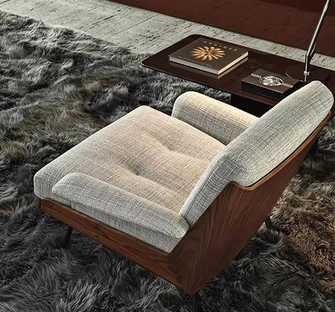 Industrial Lounge Chair Solid Color Cushion Back Basic Four Leg Reclining Accent Chair