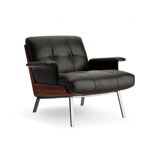Industrial Lounge Chair Solid Color Cushion Back Basic Four Leg Reclining Accent Chair