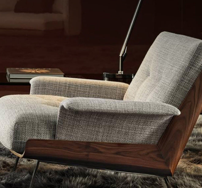 Industrial Lounge Chair Solid Color Cushion Back Basic Four Leg Reclining Accent Chair