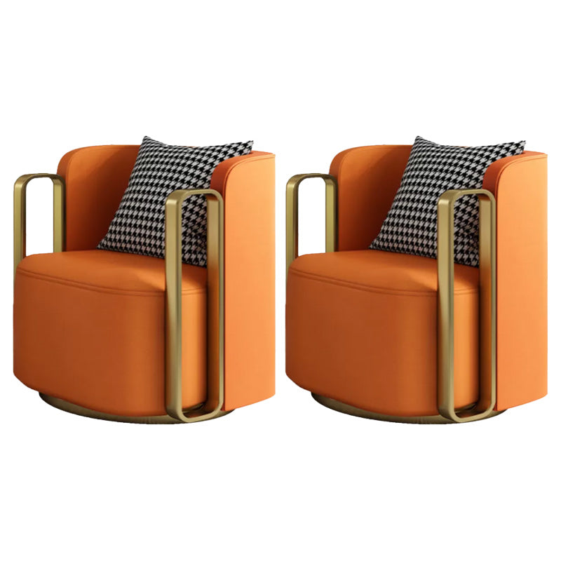 Glam Arm Chair Pillow Back Gold Base Arms Included Living Room Armchair