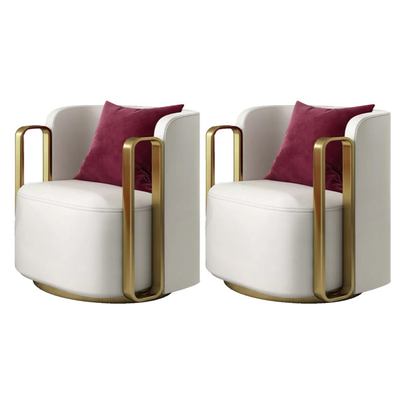 Glam Arm Chair Pillow Back Gold Base Arms Included Living Room Armchair