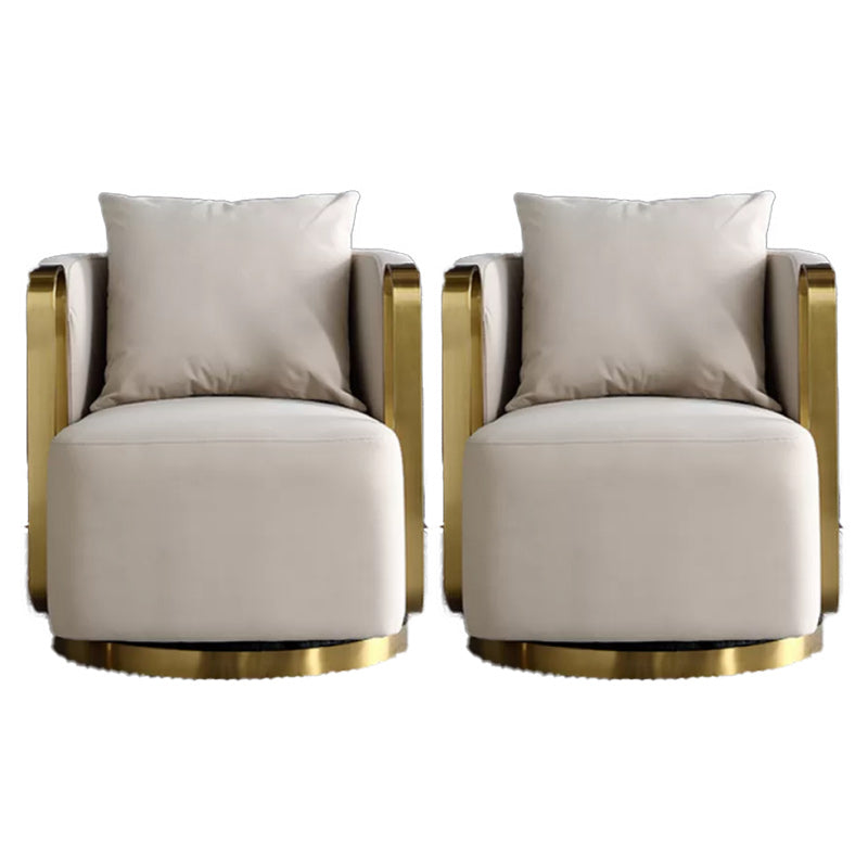 Glam Arm Chair Pillow Back Gold Base Arms Included Living Room Armchair