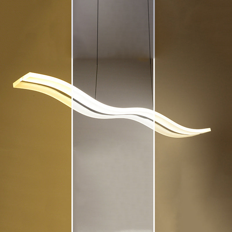Linear Shape Chandelier Lighting Modern Style Acrylic 1 Lights Island Lamp in White