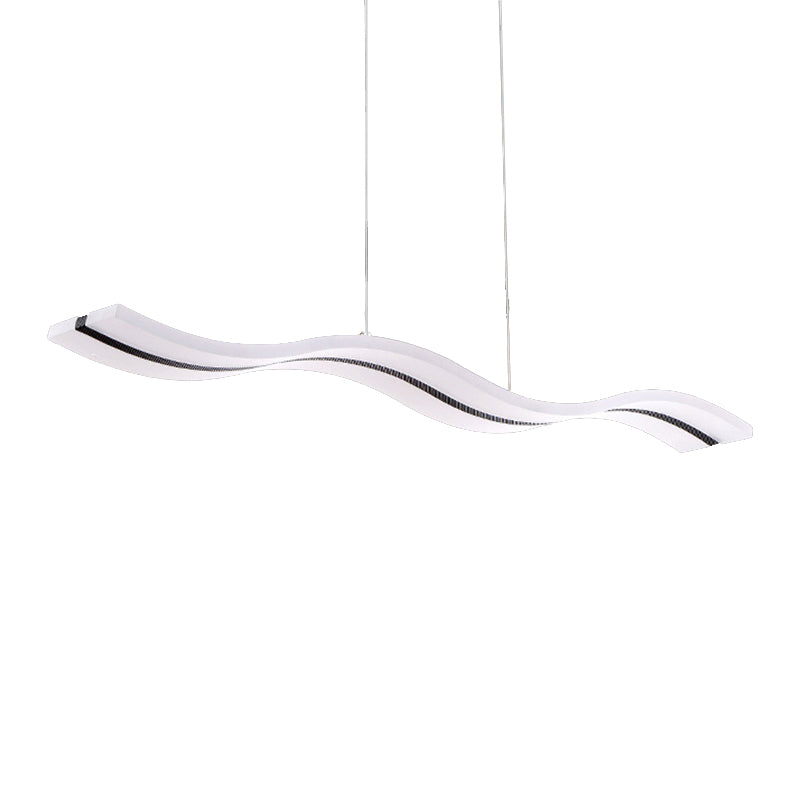 Linear Shape Chandelier Lighting Modern Style Acrylic 1 Lights Island Lamp in White