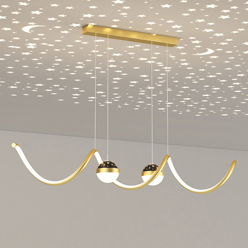 Modern Style Ribbon Shape Island Pendants Metal Pendant Lights for Dining Room