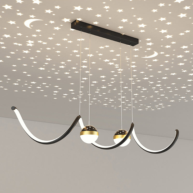 Modern Style Ribbon Shape Island Pendants Metal Pendant Lights for Dining Room