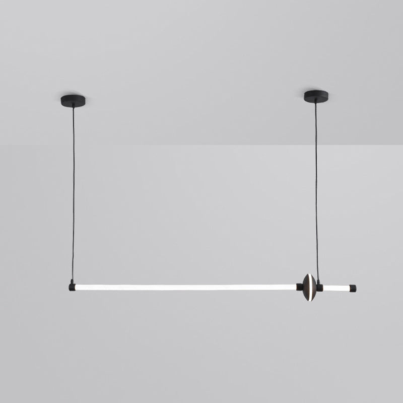 Metal Linear Island Pendant Modern 2-Light Island Lighting for Dining Room