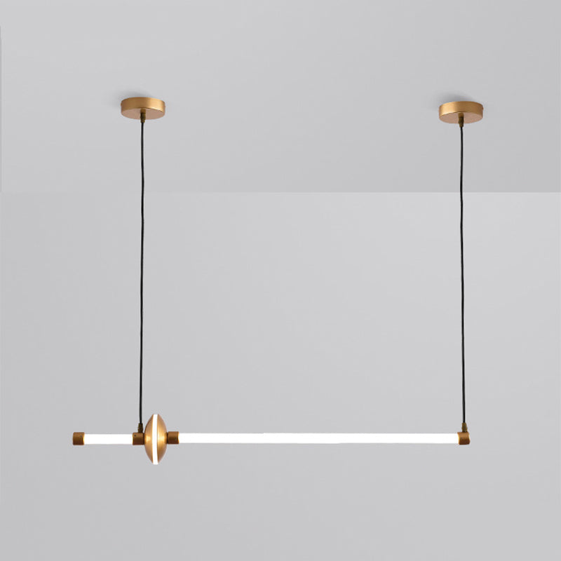 Metal Linear Island Pendant Modern 2-Light Island Lighting for Dining Room