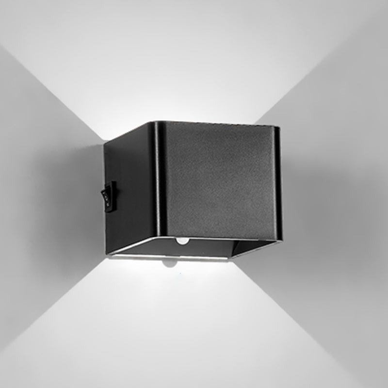 Modern Metal Wall Sconce Square Shape Wall Light with Plastic Shade for Courtyard