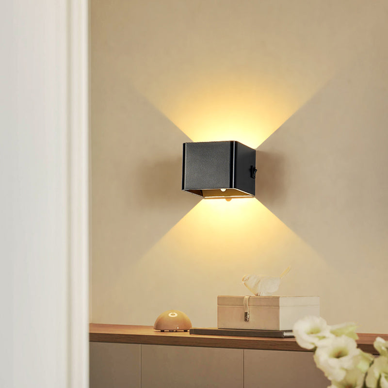 Modern Metal Wall Sconce Square Shape Wall Light with Plastic Shade for Courtyard